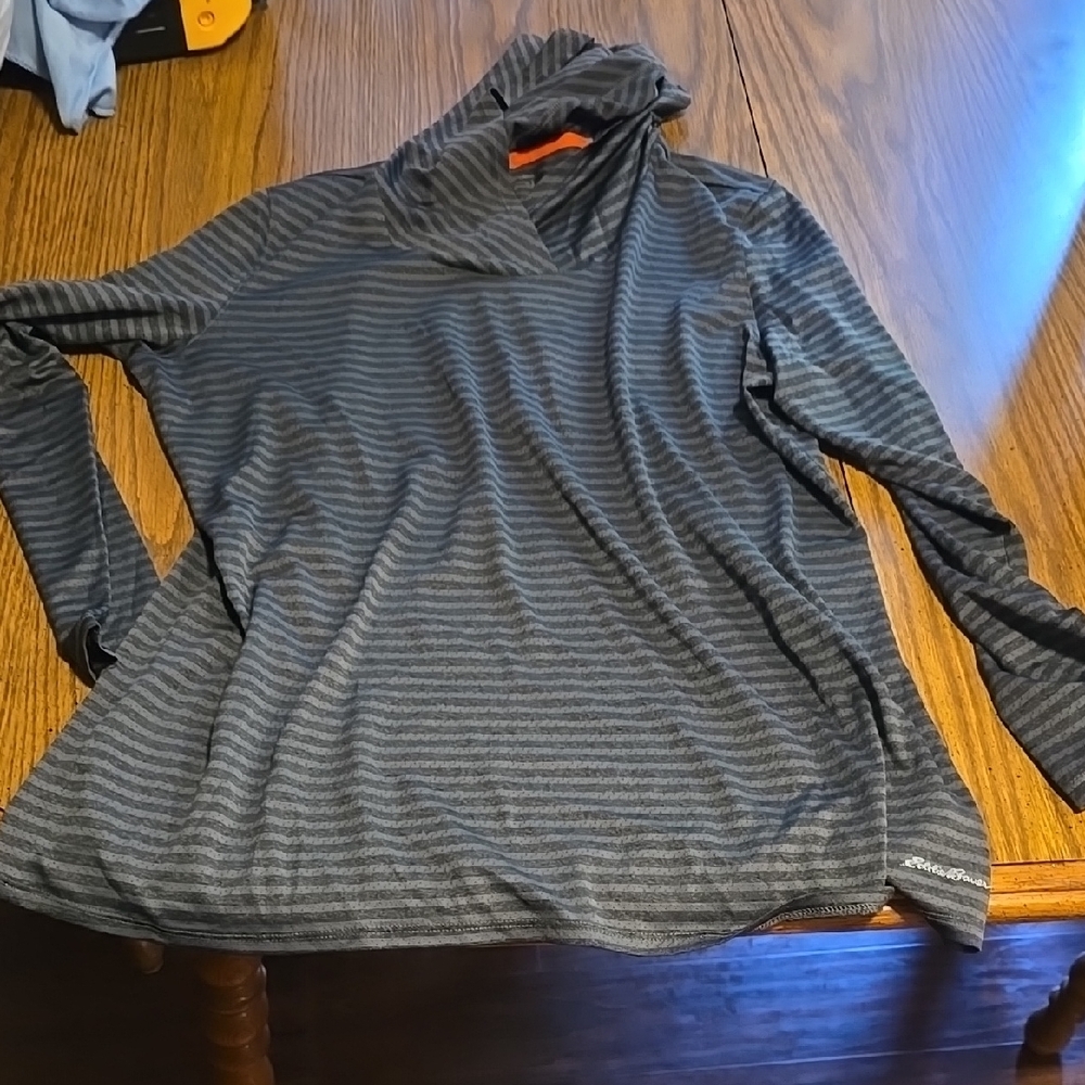Gray Striped Long Sleeve Hoodie